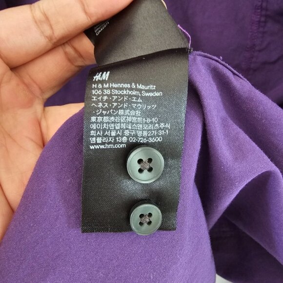 H&M Men's Long Sleeve Dress Shirt, Size Small, Purple, Easy Iron - Picture 6 of 10